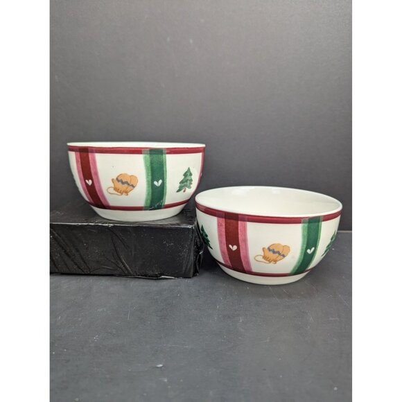 Pfaltzgraff Snow Bear Christmas Theme Deep Cereal Soup Bowl Ceramic Set of 2 - Picture 2 of 7